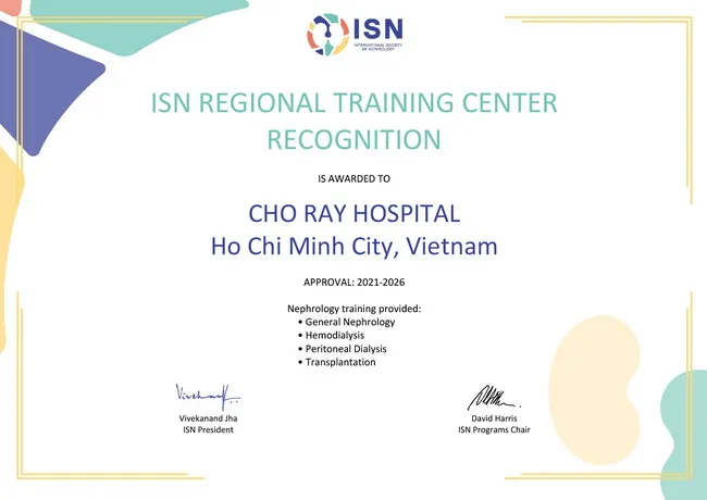 Bệnh viện Chợ Rẫy được công nhận là Trung tâm đào tạo vùng của Hội Thận học Quốc tế 1