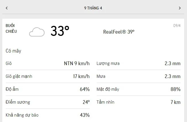 Dự báo thời tiết TPHCM hôm nay 8/4 và ngày mai 9/4/2021: Nhiệt độ cao nhất 33 độ C, buổi chiều có mâ 5