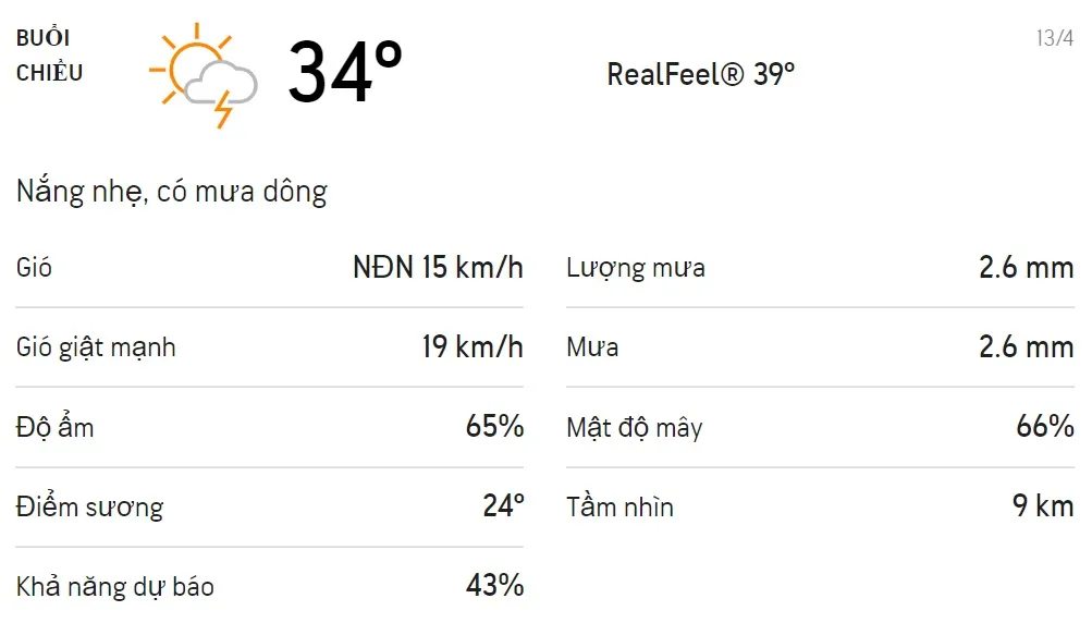 Dự báo thời tiết TPHCM hôm nay 13/4 và ngày mai 14/4: Buổi chiều trời có mưa dông 2