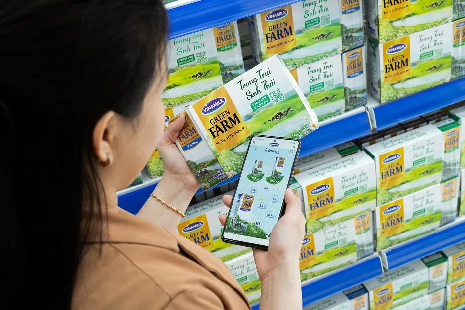 scan QR code, Sữa tươi Vinamilk Green Farm