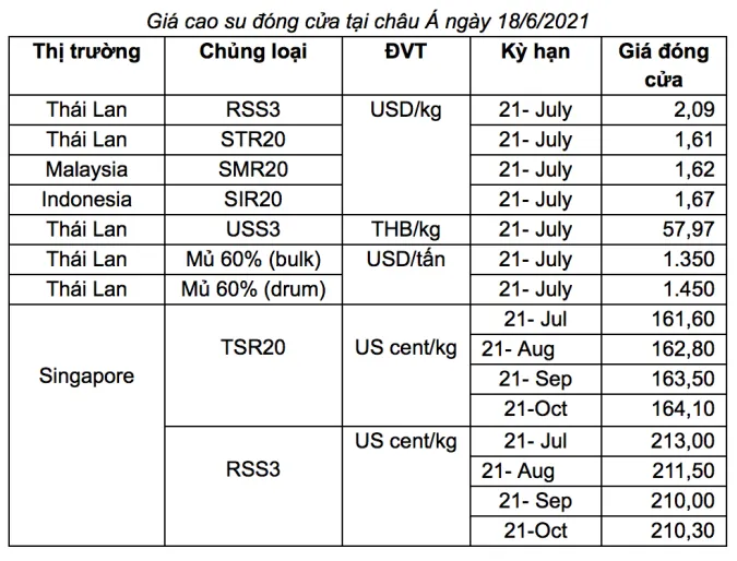 Giá cao su hôm nay 22/6/2021: Giá tại Nhật Bản tăng trở lại 3