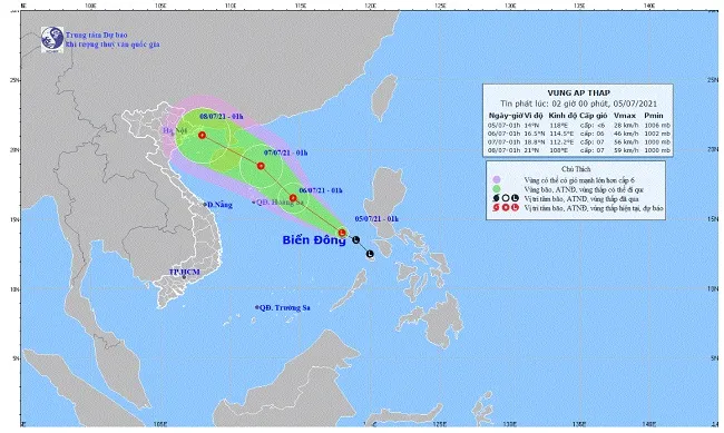 Vùng áp thấp mỗi giờ đi được 15-20km và có khả năng mạnh lên thành áp thấp nhiệt đới 1