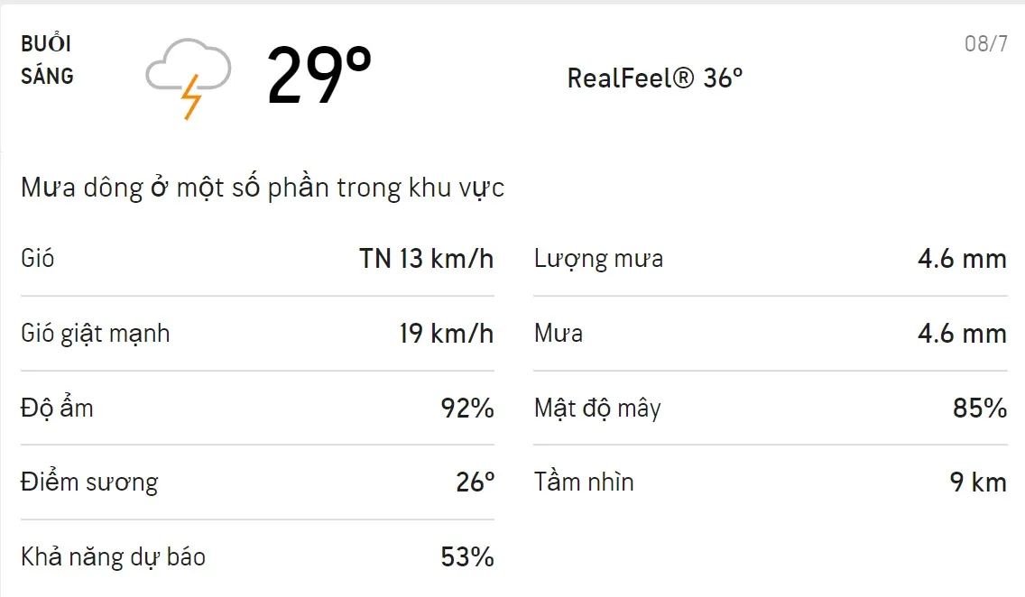 Dự báo thời tiết TPHCM hôm nay 8/7 và ngày mai 9/7: Trời mưa rào và mưa dông rải rác 1