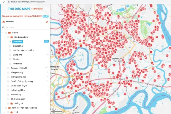 Ứng dụng công nghệ GIS trong công tác phòng chống dịch covid-19 tại TP Thủ Đức