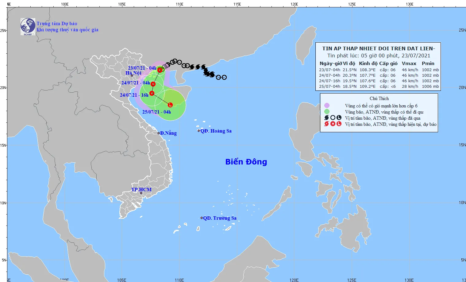Áp thấp nhiệt đới cách Móng Cái (Quảng Ninh) khoảng 40km về phía Đông 1