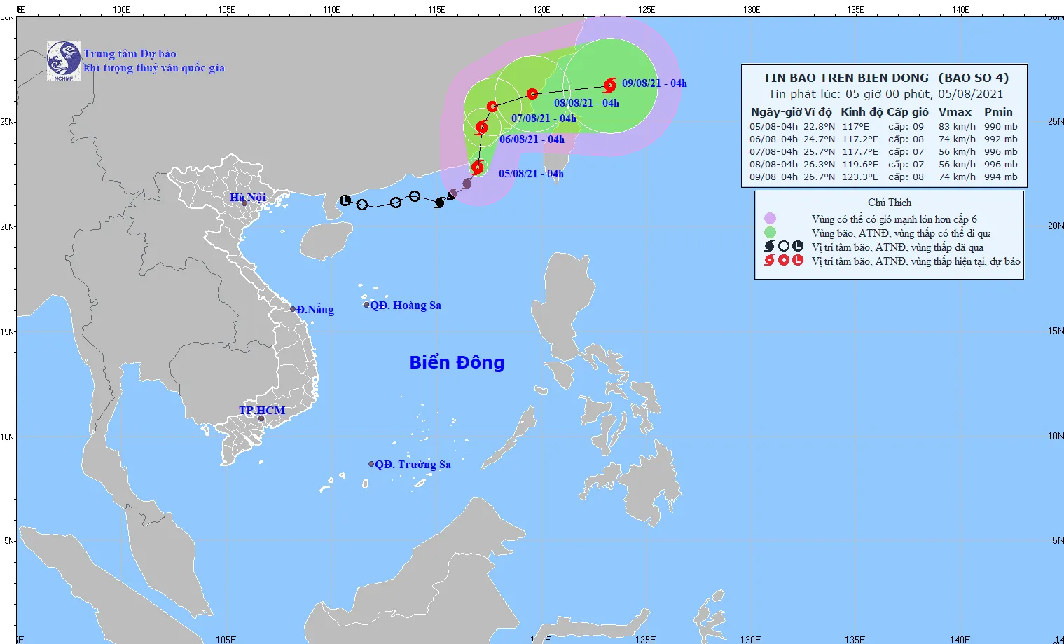 Dự báo trong 24 giờ tới vị trí bão số 4 trên đất liền tỉnh Phúc Kiến (Trung Quốc) 1