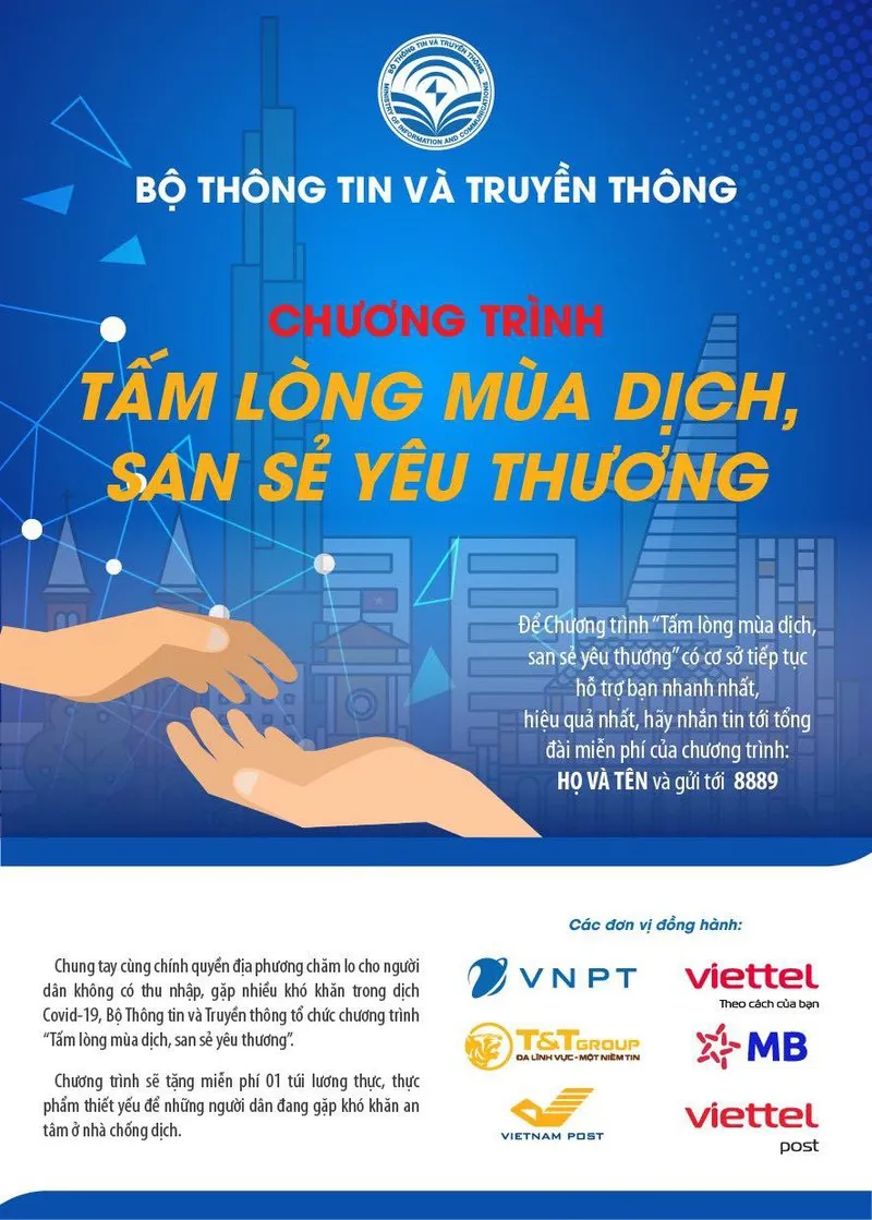 Chương trình “Tấm lòng mùa dịch, san sẻ yêu thương” do Bộ TT&TT tổ chức.