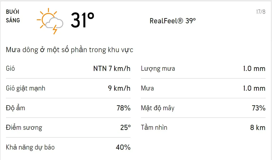 Dự báo thời tiết TPHCM hôm nay 17/8 và ngày mai 18/8: Cả ngày có mưa dông rải rác 1