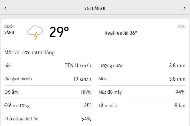 Dự báo thời tiết TPHCM hôm nay 26/8 và ngày mai 27/8/2021: mưa dông rải rác cả sáng lẫn chiều 1