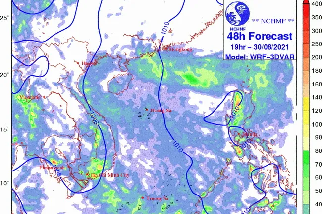 Dự báo thời tiết 10 ngày tới (đêm 29/8 đến ngày 8/9/2021): từ Nam Trung bộ đến Nam bộ có mưa dông 1