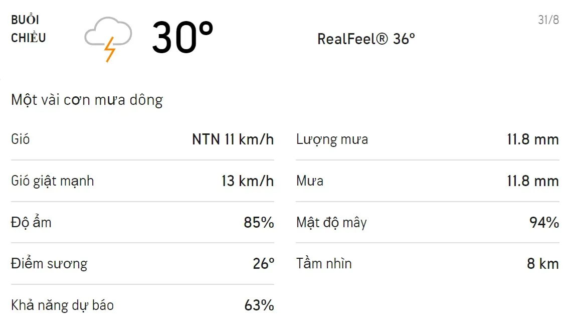 Dự báo thời tiết TPHCM hôm nay 31/8 và ngày mai 01/9: Sáng chiều có mưa dông 2