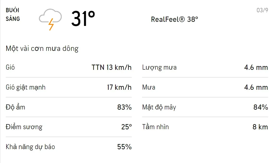 Dự báo thời tiết TPHCM hôm nay 03/9 và ngày mai 04/9: Cả ngày có mưa dông rải rác 1