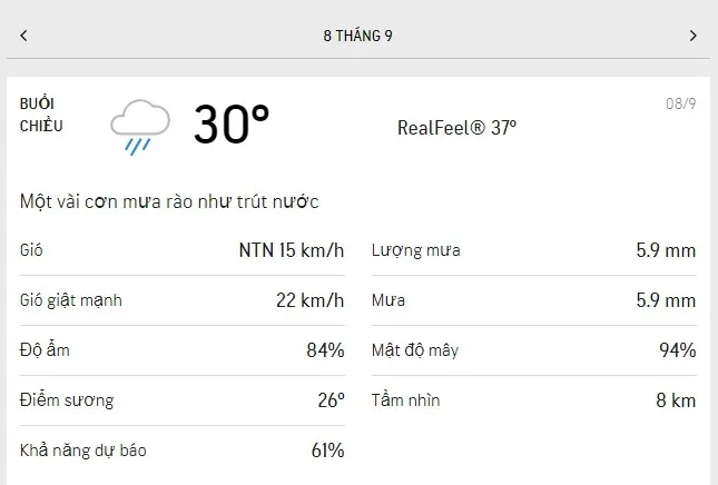 Dự báo thời tiết TPHCM hôm nay 8/9 và ngày mai 9/9/2021: cả ngày nắng dịu, buổi chiều có mưa rào 2