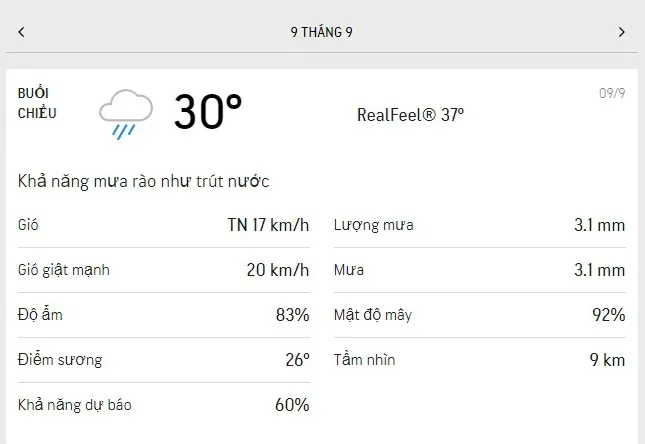 Dự báo thời tiết TPHCM hôm nay 8/9 và ngày mai 9/9/2021: cả ngày nắng dịu, buổi chiều có mưa rào 5