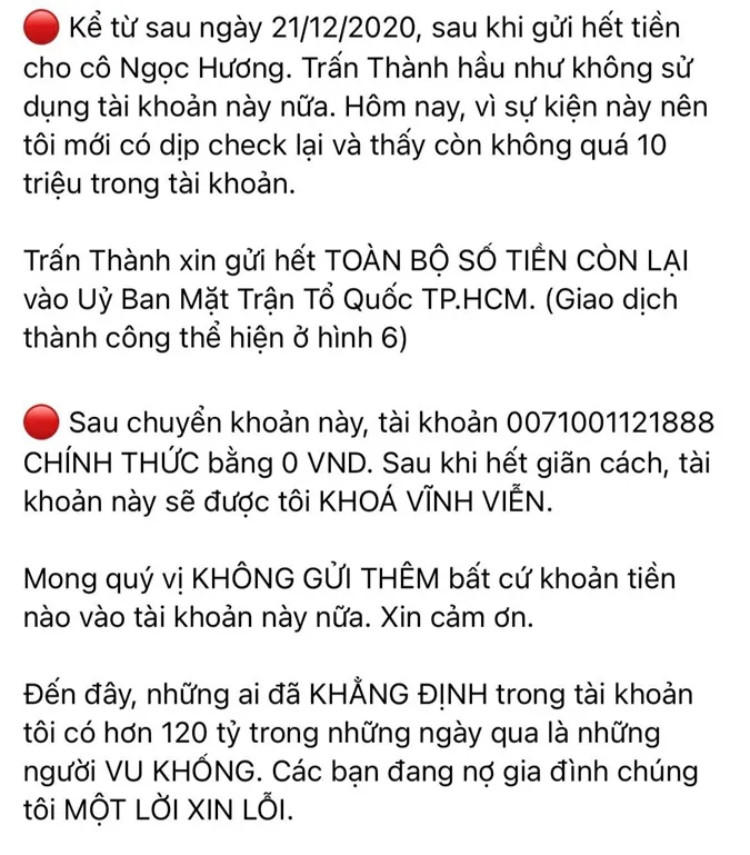 Trấn Thành công khai sao kê tài khoản từ thiện, chứng minh không ăn chặn 120 tỷ đồng 6