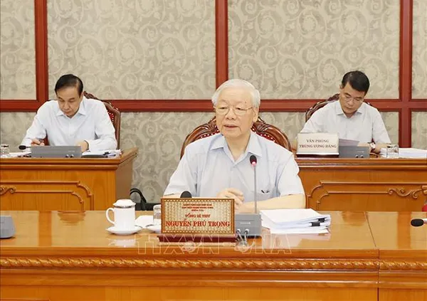 Tổng Bí thư Nguyễn Phú Trọng phát biểu chỉ đạo tại phiên họp của Bộ Chính trị, sáng 10/9.