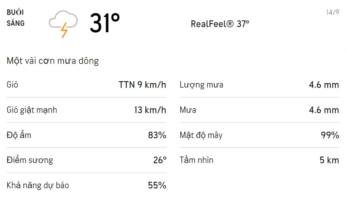 Dự báo thời tiết TPHCM hôm nay 13/9 và ngày mai 14/9: Cả ngày có mưa dông 4