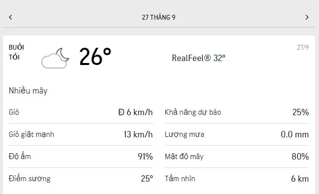 Dự báo thời tiết TPHCM hôm nay 26/9 và ngày mai 27/9/2021: gió nhẹ, nhiệt độ tăng nhẹ so với các ngà 6