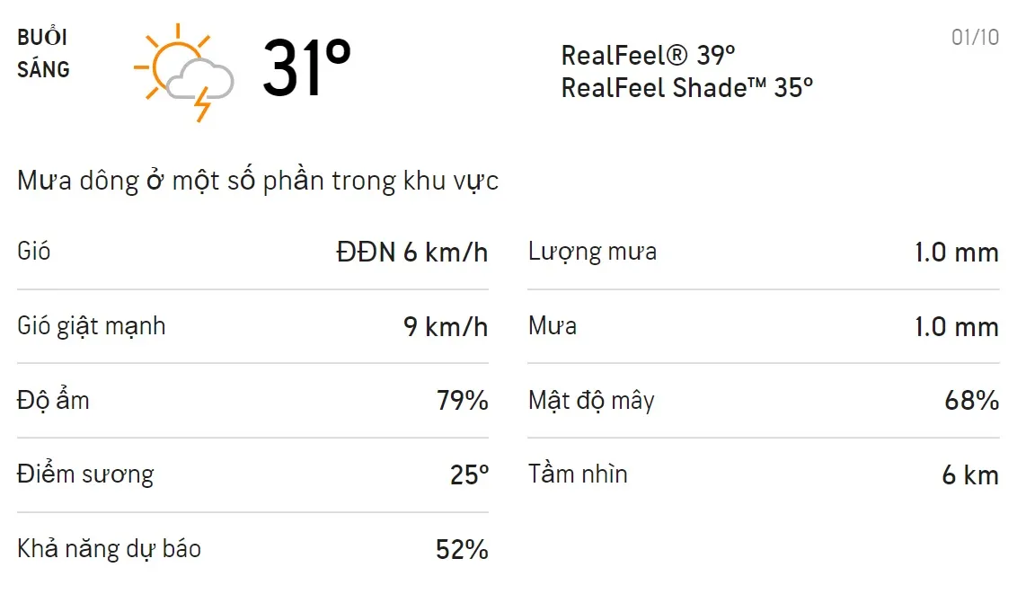 Dự báo thời tiết TPHCM hôm nay 1/10 và ngày mai 2/10: Cả ngày có mưa dông 1