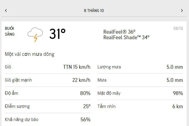 Dự báo thời tiết TPHCM hôm nay 8/10 và ngày mai 9/10/2021: gió mạnh, ban ngày có mưa dông 1
