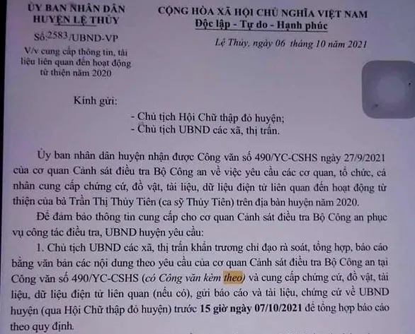 Công an TPHCM đang xác minh đơn tố cáo ca sĩ Thủy Tiên 2