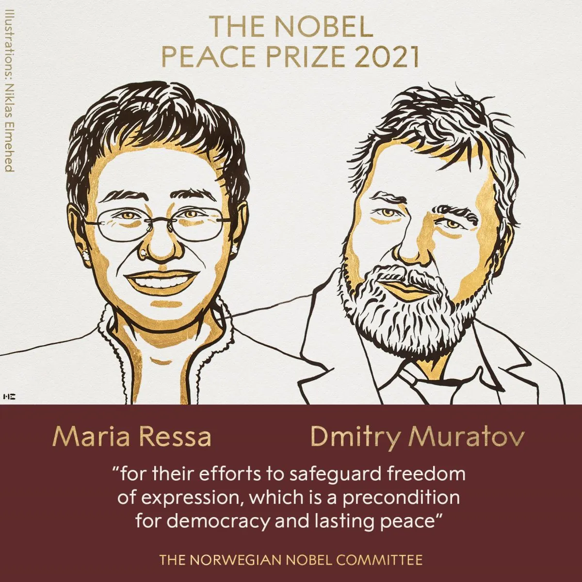 Giải Nobel Hòa bình 2021 thuộc về hai nhà báo người Nga và Philippines