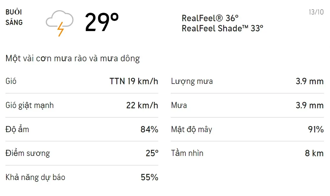 Dự báo thời tiết TPHCM hôm nay 13/10 và ngày mai 14/10: Sáng chiều có mưa rào và dông 1