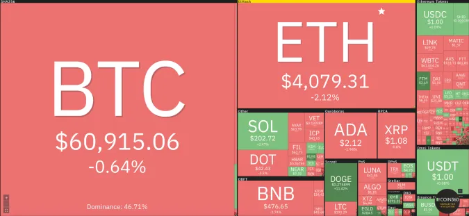 Giá Bitcoin hôm nay 25/10/2021: Giảm đỏ toàn thị trường 1