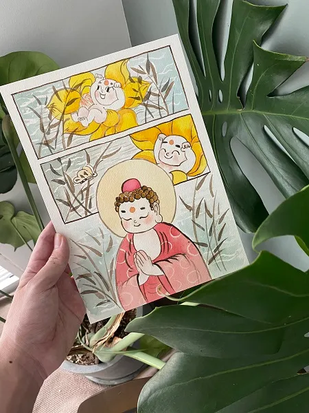 Họa sĩ vẽ Bụt theo phong cách thiếu nhi 2