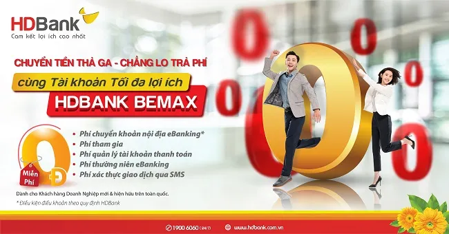 HDBank tiếp tục miễn nhiều loại phí giao dịch trực tuyến với BeMax 1