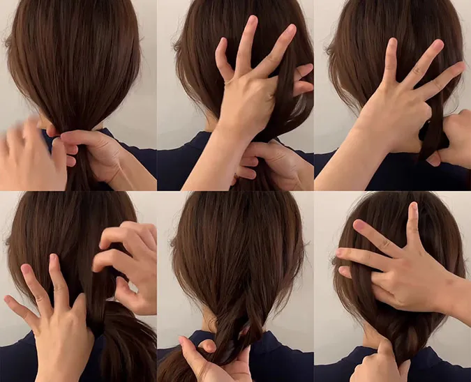 6 cách buộc tóc, búi tóc không cần dây 1