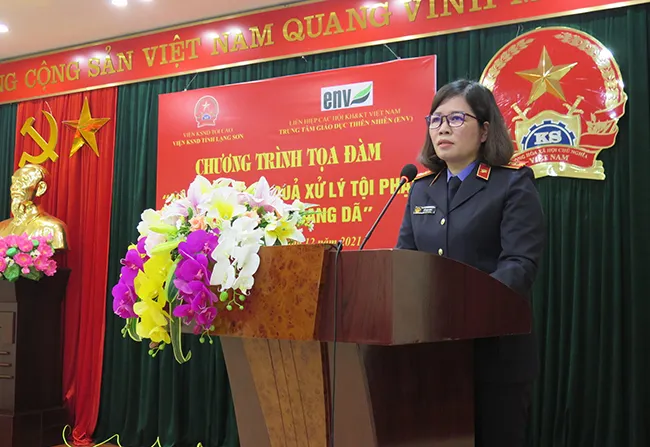 Bà Hồ Ngọc Bích - Viện phó VKSND tỉnh Lạng Sơn phát biểu khai mạc