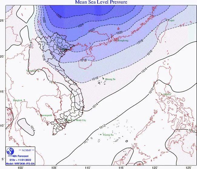 Dự báo thời tiết hôm nay 10/1/2021:  không khí lạnh gây mưa ở Bắc bộ 1