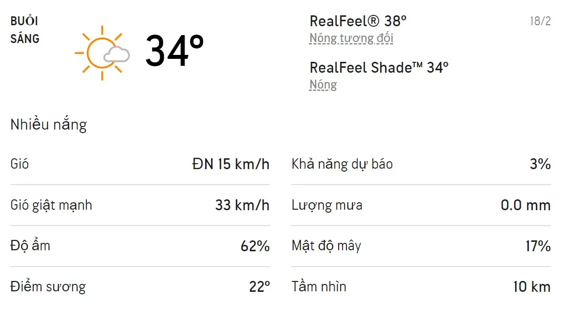 Dự báo thời tiết TPHCM hôm nay 18/2 và ngày mai 19/2/2022: Nhiều nắng không mưa 1