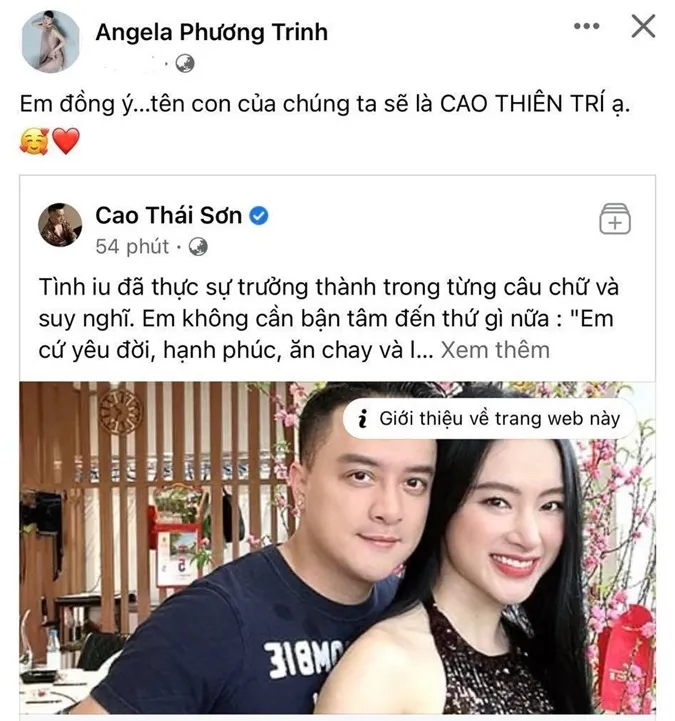 Angela Phương Trinh xác nhận đang tìm hiểu Cao Thái Sơn, tiết lộ luôn cả tên con trai 8