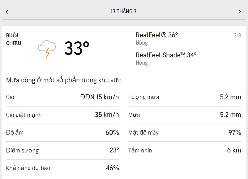 Dự báo thời tiết TPHCM hôm nay 13/3 và ngày mai 14/3/2022: giữa trưa có mưa dông nhưng vẫn nóng bức 2