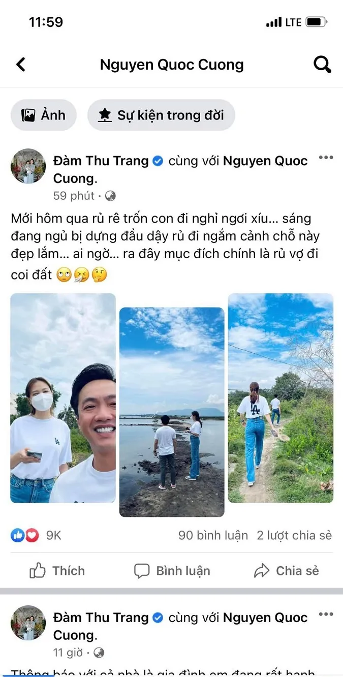 Cường Đô La bất ngờ dẫn vợ Đàm Thu Trang đi mua đất sương sương 2