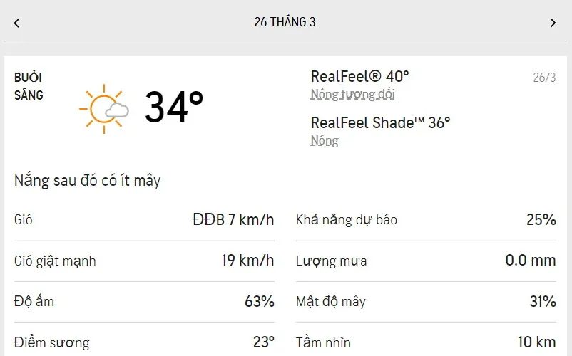 Dự báo thời tiết TPHCM hôm nay 26/3 và ngày mai 27/3/2022: nhiều nắng, nhiệt độ cao nhất 35 độ C 1