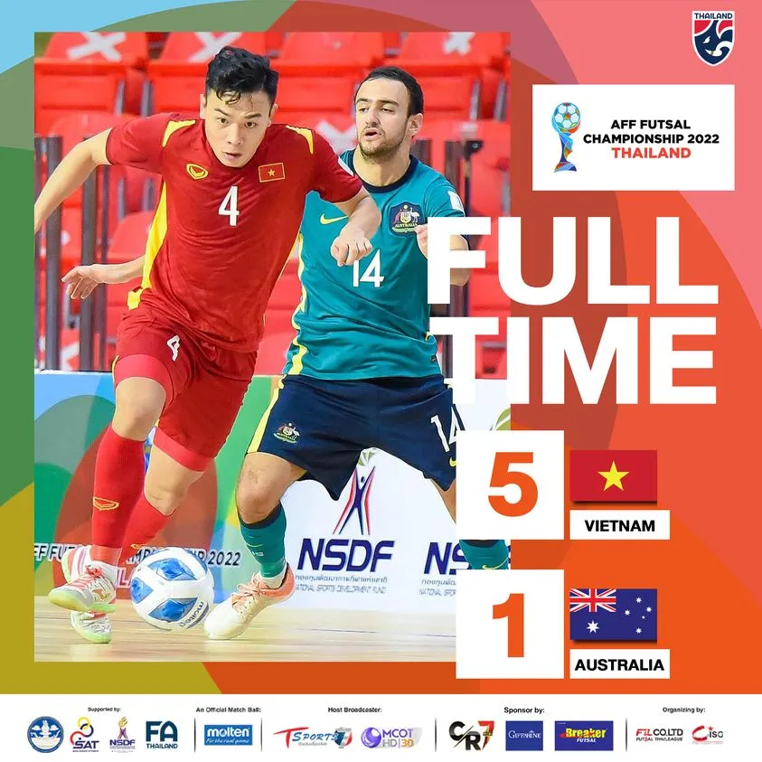 Đè bẹp Australia, ĐT Việt Nam vào Bán kết Giải futsal Đông Nam Á 2022