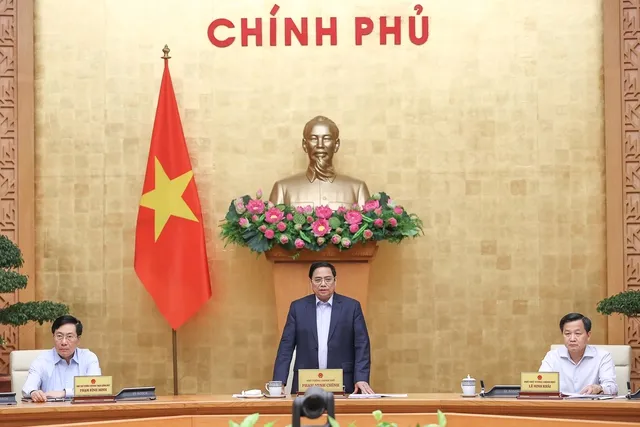 Thủ tướng Phạm Minh Chính phát biểu khai mạc phiên họp Chính phủ thường kỳ tháng 4/2022 - Ảnh: VGP