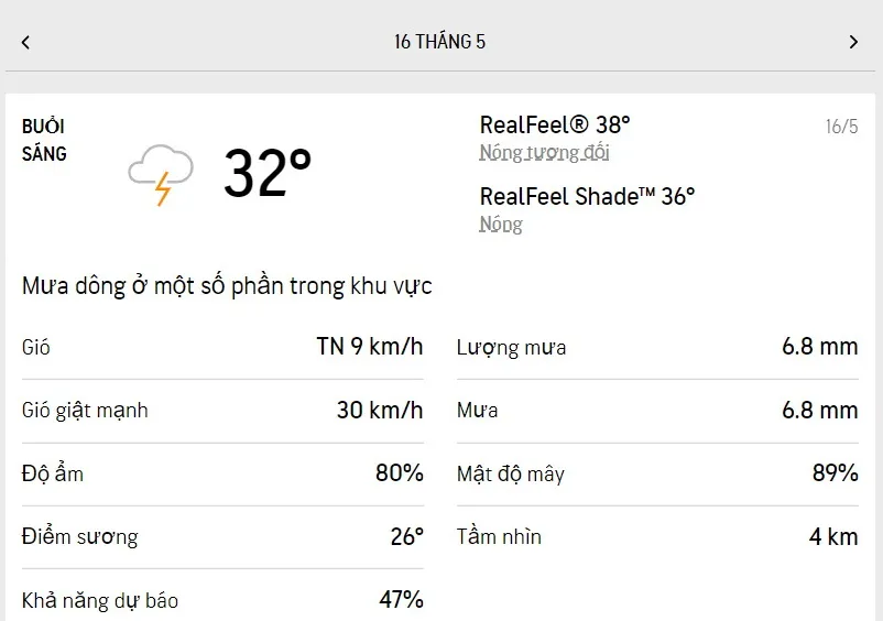 Dự báo thời tiết TPHCM hôm nay 16/5 và ngày mai 17/5/2022: nắng nhẹ, rải rác một vài cơn mưa dông 1