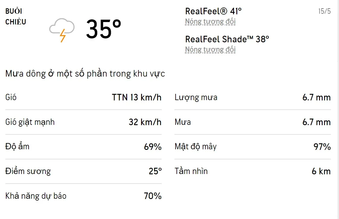 Dự báo thời tiết TPHCM hôm nay 15/5 và ngày mai 16/5/2022: Cả ngày có mưa dông 2
