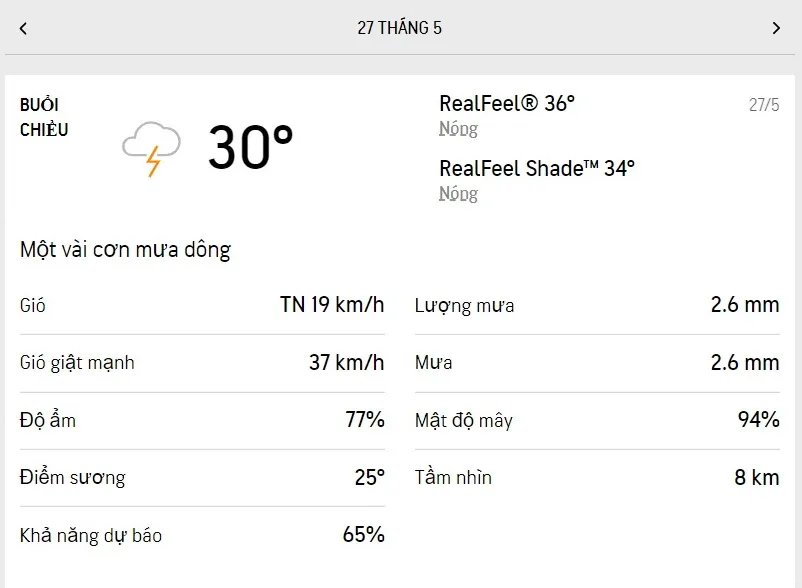 Dự báo thời tiết TPHCM hôm nay 26/5 và ngày mai 27/5/2022: buổi trưa và chiều có mưa dông 5