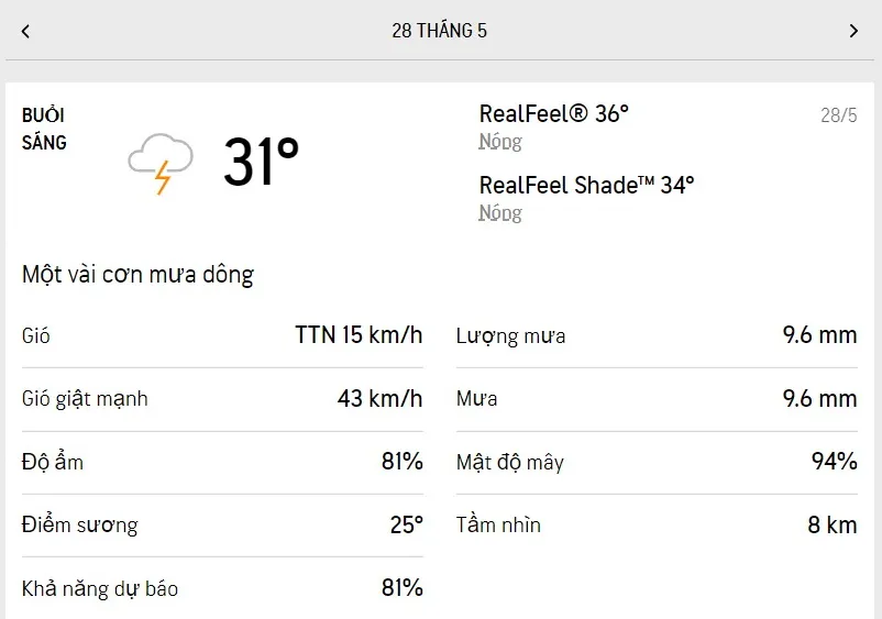 Dự báo thời tiết TPHCM hôm nay 28/5 và ngày mai 29/5/2022: có nắng, trưa và chiều có mưa dông 1