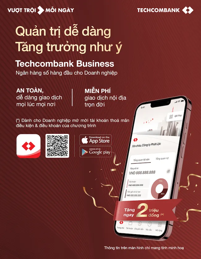Techcombank chính thức ra mắt ngân hàng số  Dành cho doanh nghiệp
