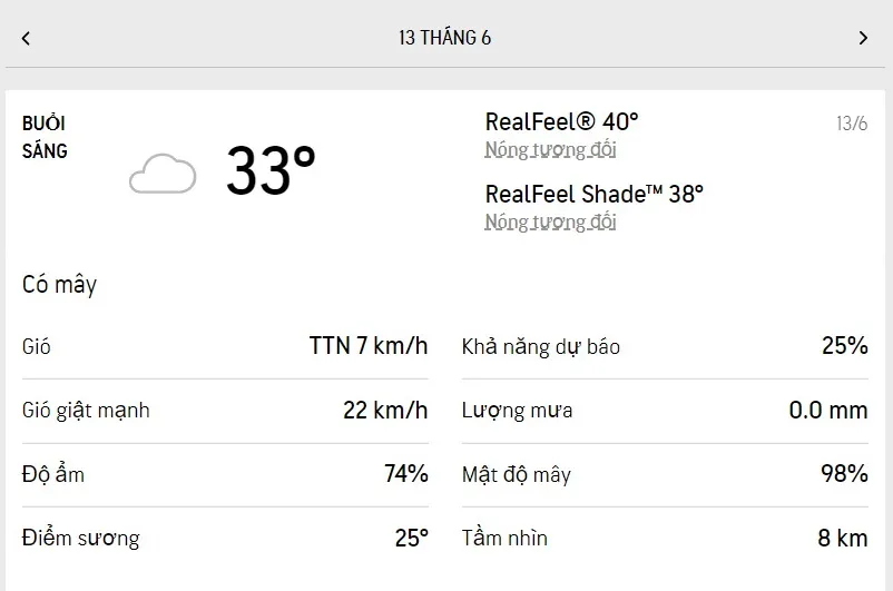 Dự báo thời tiết TPHCM hôm nay 13/6 và ngày mai 14/6/2022: trời nắng nhẹ, ít mưa dông 1