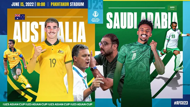 Bán kết U23 châu Á 2022: Australia vs Ả-Rập Xê-Út, Uzbekistan vs Nhật Bản