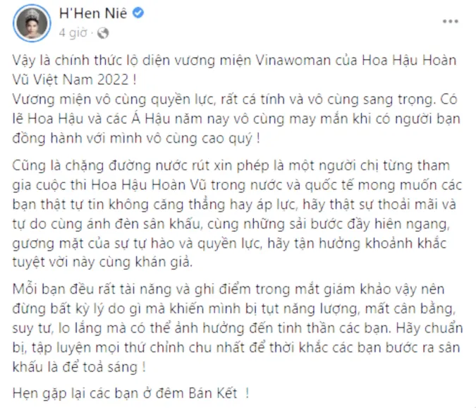 H'Hen Niê xúc động gửi tâm thư trước đêm bán kết Miss Universe Việt Nam 2022 3