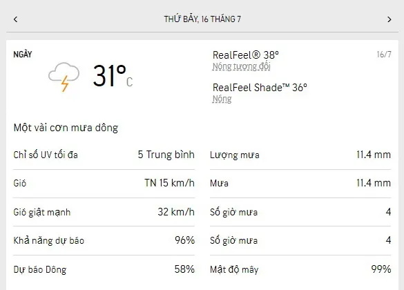 Dự báo thời tiết TPHCM cuối tuần 16-17/7/2022: dịu mát, mưa dông rải rác 1
