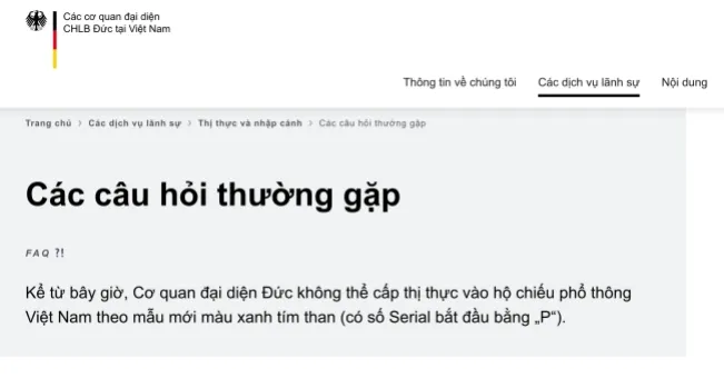 Đức ngừng cấp visa vào hộ chiếu phổ thông Việt Nam mẫu mới 1